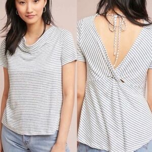ANTHROPOLOGIE Maeve Striped Horizon Short Sleeve Top Size S